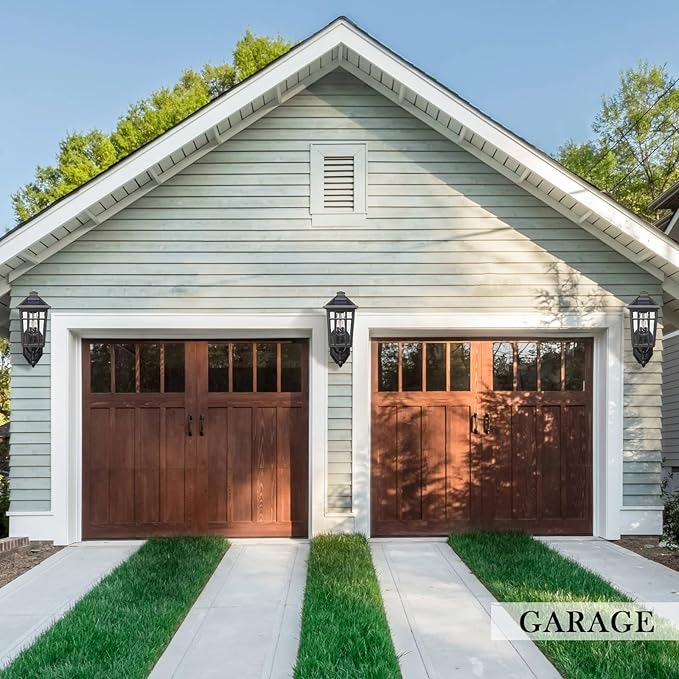 Darkaway Solar Outdoor Wall Lights, Dusk to Dawn Outside Wall Sconce Lighting with Remote, Black Exterior Light Fixture for House Porch Yard Hallway Doorway Garage