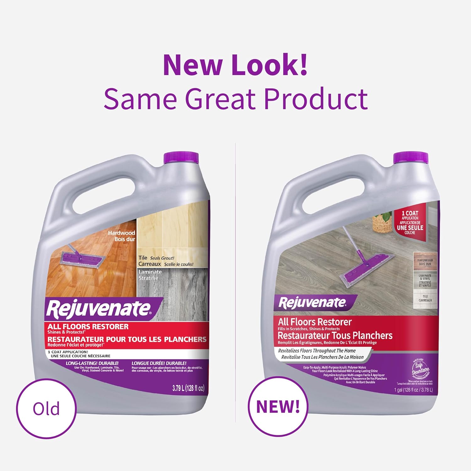 Rejuvenate All Floors Restorer Fills Scratches, Shines And Protects All Floor Types, Including Hardwood, Laminate, Vinyl And Tile, 1 Gallon, 2 Pack
