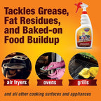Oven and Grill Cleaner, 32 Fl Oz - BBQ Cleaner and Degreaser - Perfect for Air Fryers, Stoves, Baked-On Grease and Food Buildup