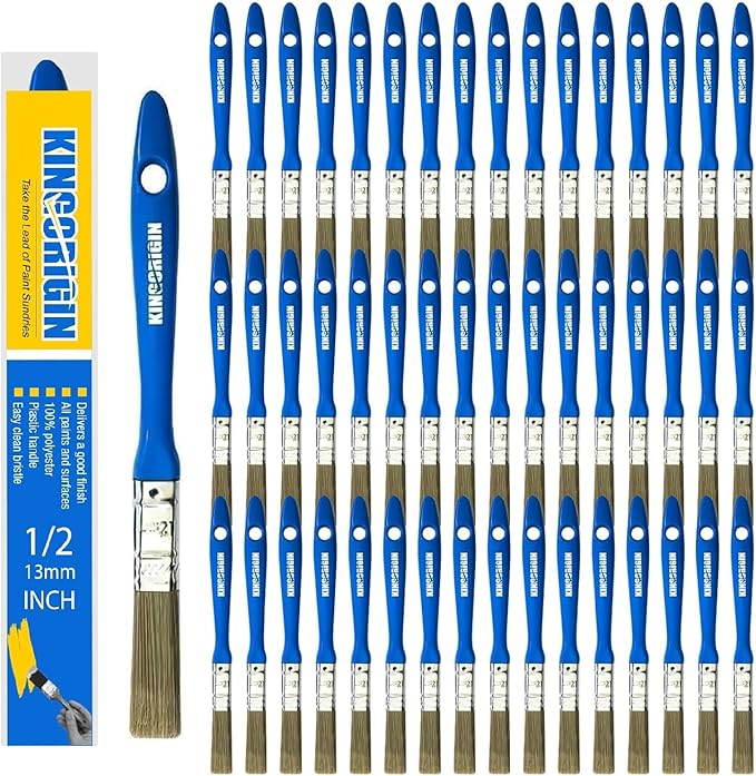 King Origin Small Paint Brush Set, 50 Pcs, 1/2 Inch (13 mm) Mini Paint Brushes for Detailed Painting, Touch-Ups, Crafts, Furniture, DIY Painting