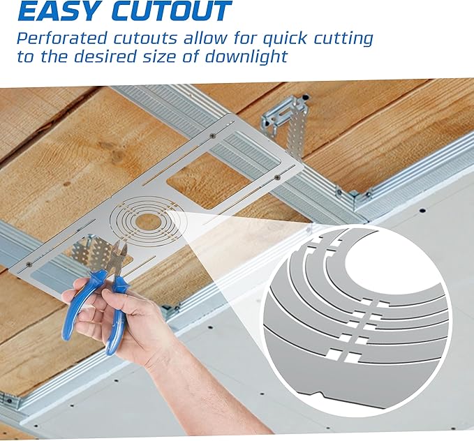 OHLECTRIC 24-Pack New Construction Recessed Light Mounting Plates, Flat Steel Rough-in Brackets - Symmetric Round Holes w/Multiple Cutouts 2” til 6” Adjustable Panel for LED Wafer & Recessed Lighting