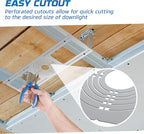 OHLECTRIC 24-Pack New Construction Recessed Light Mounting Plates, Flat Steel Rough-in Brackets - Symmetric Round Holes w/Multiple Cutouts 2” til 6” Adjustable Panel for LED Wafer & Recessed Lighting