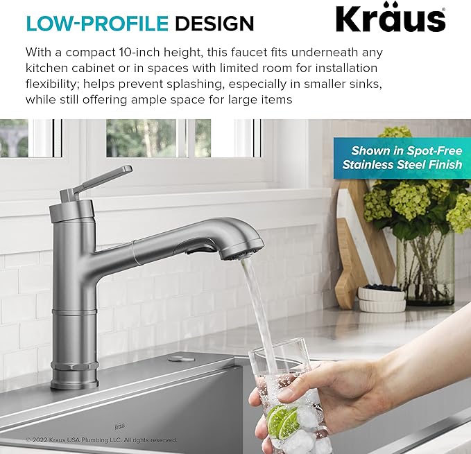 KRAUS Allyn Pull-Out Single Handle Kitchen Faucet in Matte Black, KPF-4103MB