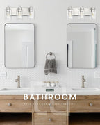 3-Light Bathroom Light Fixtures, Brushed Nickel Vanity Light with Cylinder Clear Glass Shade, Modern Vanity Lighting Fixtures Over Mirror, VL143-BN-3