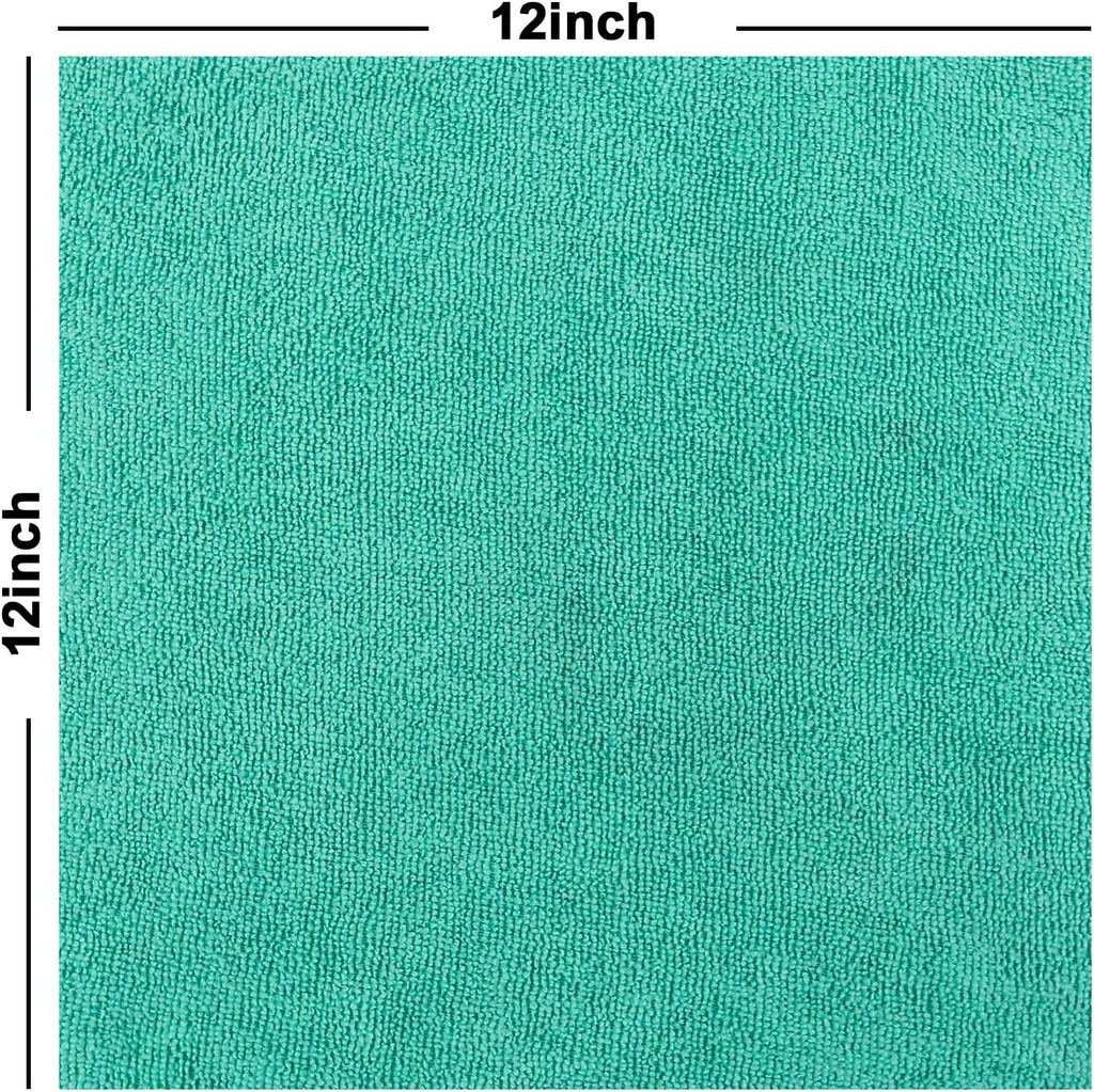 Tricol Clean Profesional Resuable Lint Free Microfiber Edgeless Cleaning Cloth 50PK Cleaning Rags,Absorbent Microfiber Wipes in Dispenser Box for Housekeeping, Car Cleaning（12 * 12 Inches）（ Green 1）