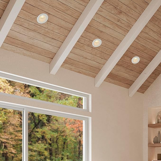 Maxxima 6" Canless Sloped Recessed Anti-Glare LED Downlight, For Sloped Ceilings, 1800 Lumens, IC Rated, 5 Color Temperature Selectable 2700K/3000K/3500K/4000K/5000K, Dimmable, Round White Trim 90 CRI