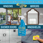 Glass CPR 2-in-1 Glass Cleaner & Water Repellent (22oz) | Deep Cleaning for Glass, Mirrors, Windows, Windshields, Shower Doors (2 Pack)