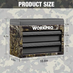 WORKPRO Metal Mini Tool Box, Top Tool Chest containing Two Drawers with Ball Bearing Slides, PVC Drawer Liners and PP Feet Pads, Durable Cold Rolled Steel Small Toolbox for Multi-Purpose Storage