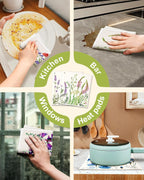 6 Pack Swedish Dishcloths for Kitchen - Reusable Dish Cloths for Washing Dishes Absorbent Cute Funny Kitchen Towels Cleaning Sponge, Lavender Flower