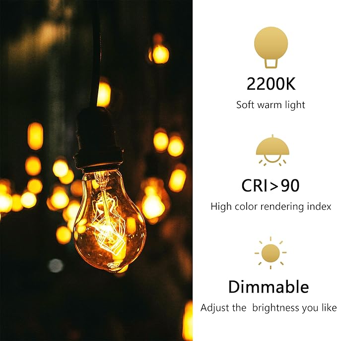 A19 Incandescent Light Bulbs 60 Watt,120v Edison Bulbs Dimmable 2200k Warm Yellow E26 Base, Antique Retro Style Incandescent Bulb, Amber Glass Squirrel Cage Filament Decorative Lamp, 6Pack