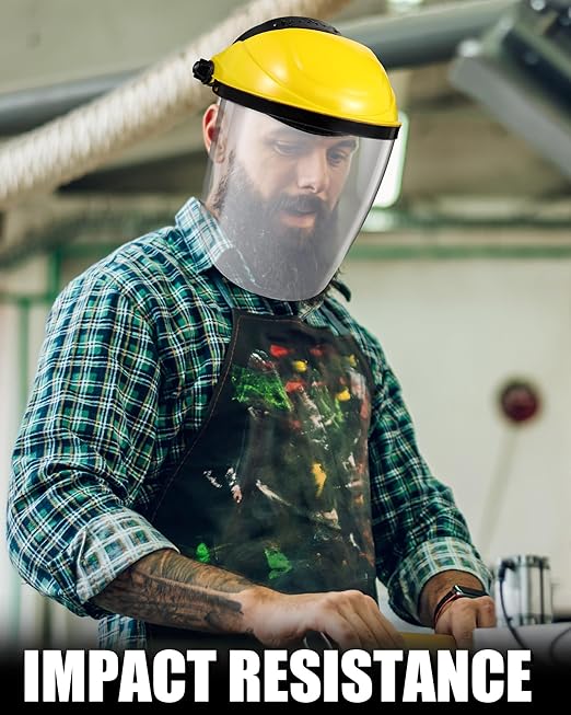 8 Pack Safety Face Shield for Grinding and Cutting, Full Impact Resistant Face Shield Mask for Work Chemical Woodworking (Yellow)