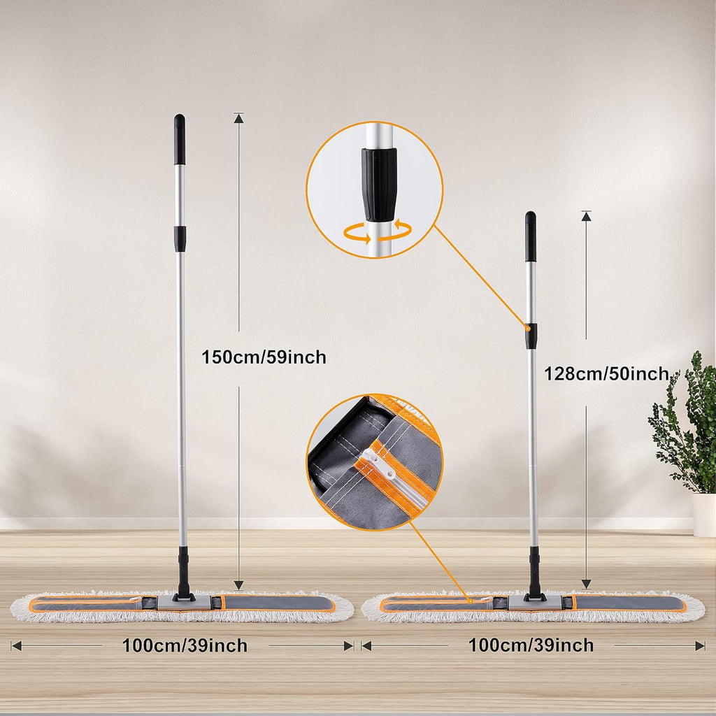 36” Commercial Dust Mop for Hardwood Floor Cleaning, Heavy Duty Push Broom Mop Hotel Company Household Cleaning Supplies for Hardwood, Tiles, Marble,Vinyl Plank Floors Cleaning