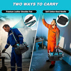 DURATECH 16-Inch Heavy Duty Tool Bag with Waterproof Hard Bottom, Tool Bag Organizer Wide Open Mouth with 18 Pockets, Portable Toolbag for Men Mechanic Electrician Plumber HVAC