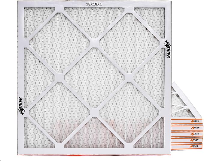 Tiger Tough 18x18x1 MERV 8 MPR 600-800 Air Filter, High-Performance AC Furnace & HVAC Filter, 6-Pack