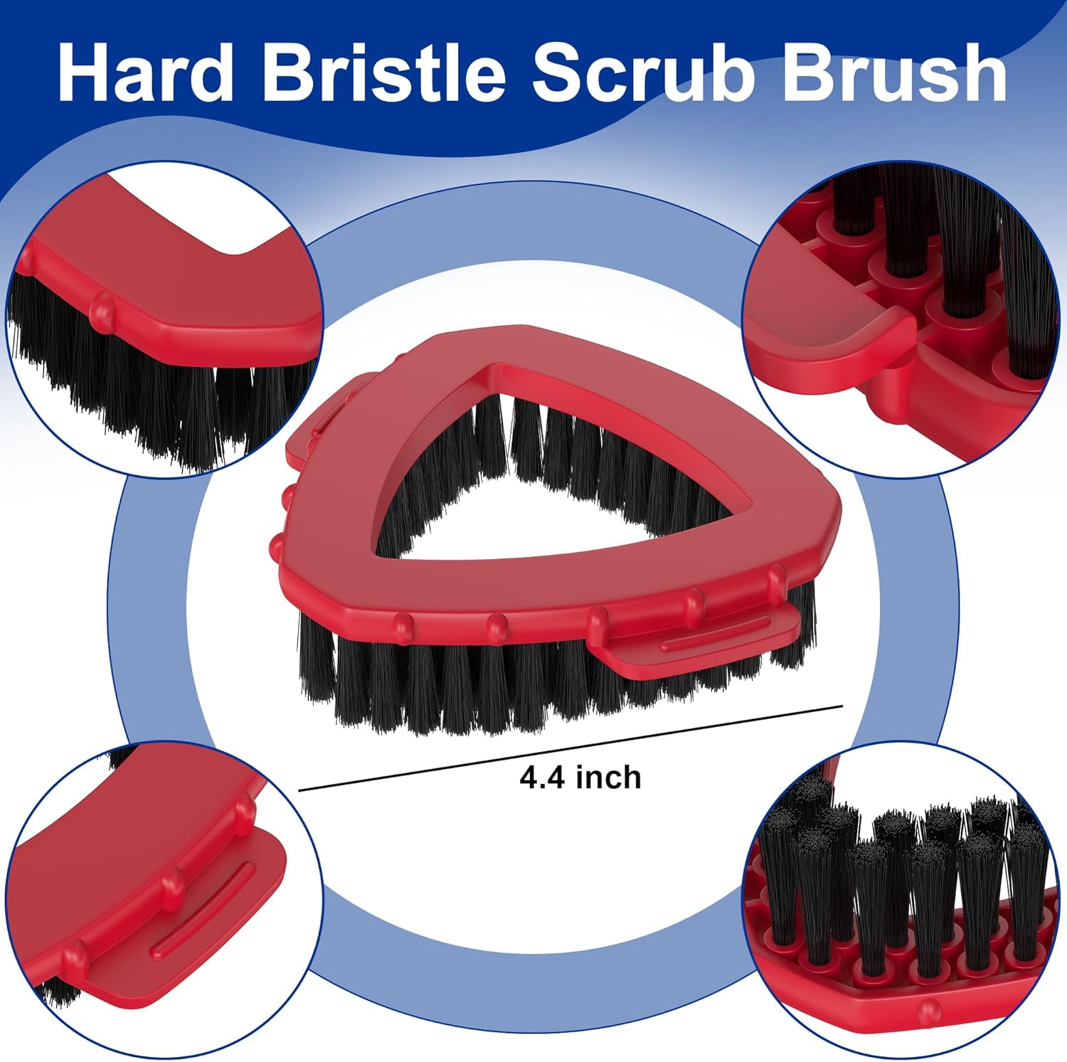 Triangle Scrub Brush Head — Aftermarket Replacement for 2‑Tank Snap‑On Spin Mop Systems, Outward‑Angled Bristles for Corners & Edges — Deep‑Clean Floor Brush, 1‑Pack