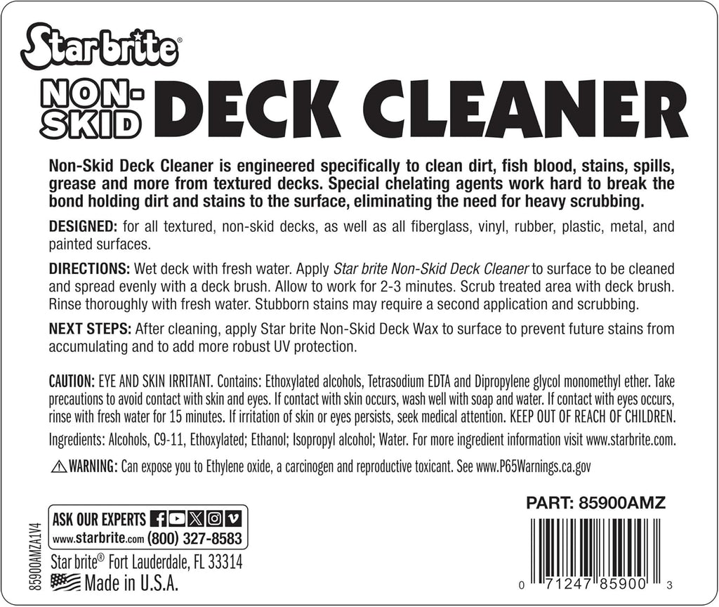 STAR BRITE Non-Skid Deck Cleaner & Protectant Ultimate Boat Deck Wash - Protects Against Future Stains & UV - Ideal for Fiberglass, Vinyl, Plastic, Painted & Metal Surfaces