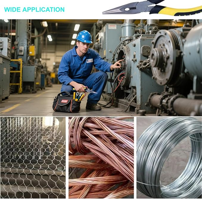 2pcs 6in & 8in Needle Nose Pliers: Paper Clamp Precision, Premium Heavy-Duty CRV Steel, Large Soft Grip with Wire Cutter,Chrome Vanadium Steel Long Nose Cutting Pliers