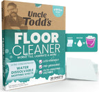 Uncle Todd's Ultra Concentrated Floor Cleaner For Mopping: 30 Natural, 100% Dissolvable Sheets for Mopping – Hardwood & Wood Floor Cleaner with Filth-Fighting Enzymes, Plastic-Free Packaging