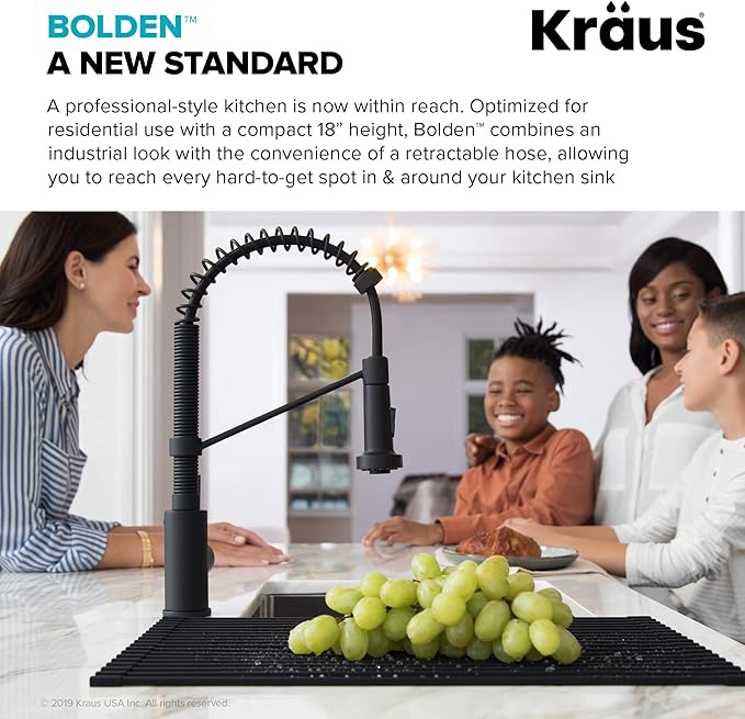 KRAUS Bolden Commercial Style 2-Function Single Handle Pull Down Kitchen Faucet in Spot-Free Stainless Steel/Chrome, KPF-1610SFSCH (Pack of 1)