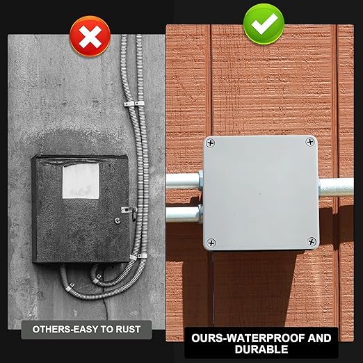 Kanayu Conduit Box Electrical 6'' x 6'' x 3'' Junction Box Plastic Dustproof Waterproof IP65 Gray White Protect Conduits and Fittings Universal Electrical Project Enclosure for Outdoor