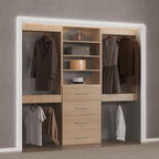 Modular Closet, 84" Wide Organizer with Hanging & Drawers, Wood Tower Storage for Walk In Closets, Wall Mounted Wardrobe Organizer Kit