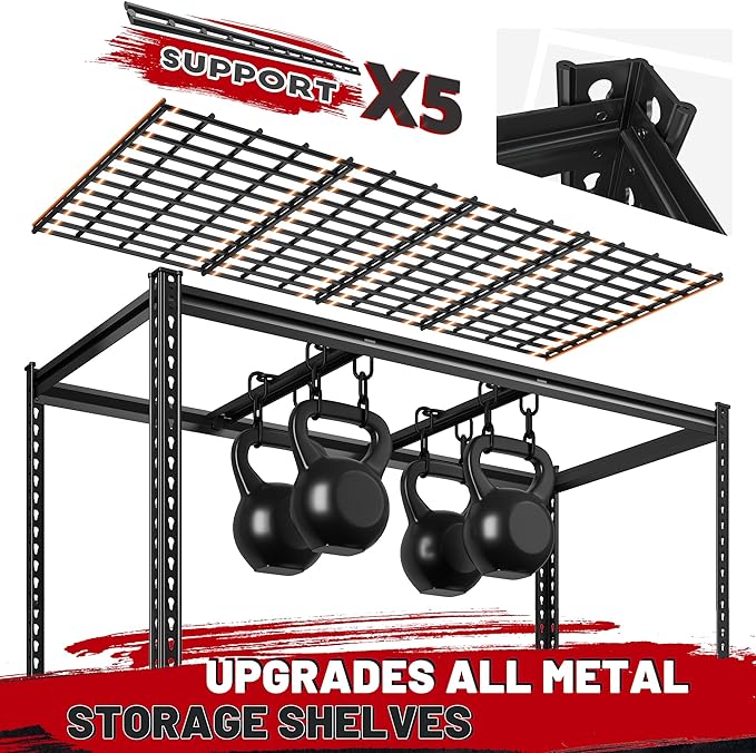 REIBII 55" W Garage Shelving, Heavy Duty Storage Shelves Load 3000LBS, 5 Tier Adjustable Metal Shelving Unit for Basement, Warehouse, Workshop, 55" W x 24" D x 72" H