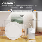 CHARKEE 24 Pack 4 Inch 5CCT Ultra-Thin LED Recessed Ceiling Light with Junction Box, 2700K/3000K/3500K/4000K/5000K, 750LM, 9W Equivalent to110W, Dimmable Canless Downlights, ETL & Energy Star & FCC
