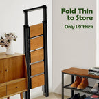 Taranta 5 Step Ladder, Portable Folding Ladder with Wide Pedal, Lightweight Aluminum Step Stool with Convenient Handgrip, 330 lbs Capacity Stepladder for Home, Office - BlackWoodgrain