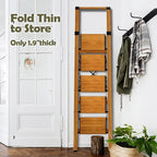 Taranta 5 Step Ladder, Portable Folding Ladder with Wide Pedal, Lightweight Aluminum Step Stool with Convenient Handgrip, 330 lbs Capacity Stepladder for Home, Office - Woodgrain