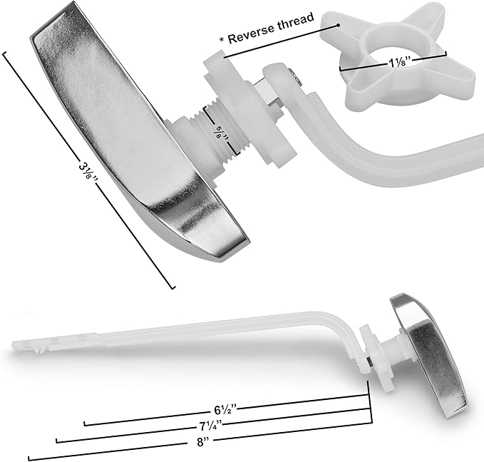 Kohler Toilet Flush Handle Replacement, Fits Side Mount Toilet Tank Lever, Chrome Polished