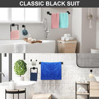 Gisafai 30 Pcs Bathroom Hardware Accessories Set 23.6 Inch Bath Towel Bar Kit Stainless Steel Bathroom Hardware Set Towel Racks Ring Hooks Paper Holder for Wall Mounted (Black)