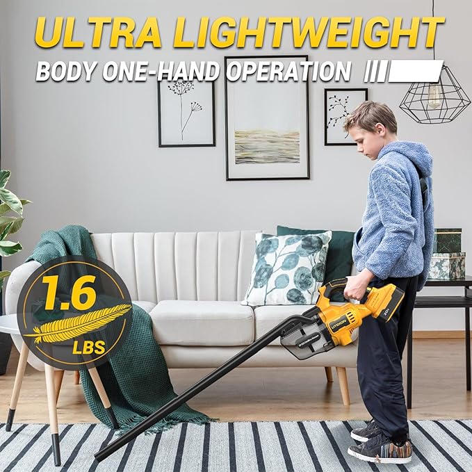 Cordless Vacuum Compatible with 𝗗𝗘-𝗪𝗔𝗟𝗧 20V Max Battery (No Battery), Handheld Battery Powered Vacuum Cleaner for Wood Floor, Carpet, Car Cleaning, 125AW (Tool Only)