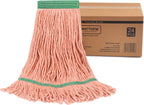 Matthew Cleaning Heavy Duty Mop Head Commercial Replacement for General and Floor Cleaning, Wet Industrial Blue Cotton Looped End String Head Refill (Case of 24) Orange