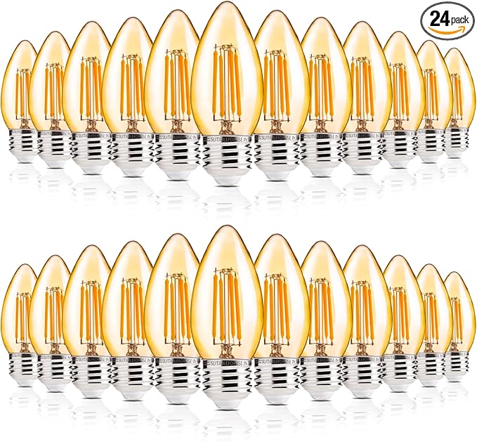 ALAMPEVER E26 LED Bulb 40 Watt, Chandelier Light Bulbs, 2200K Warm White Candelabra LED Bulbs, 24 Pack Candle Light Bulbs