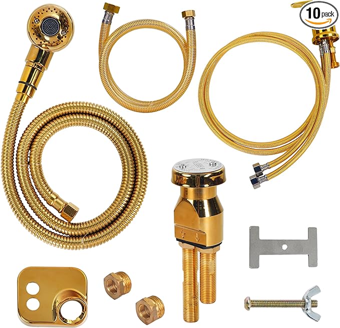 Salon Shampoo Bowl Faucet Vacuum Breaker Kit Spa Beauty Salon Shampoo Bowl Sink Hair Salon Bath Accessories Bathroom Hot Cold Faucet Spray Hose Replacement Set for Backwash Barber Chair