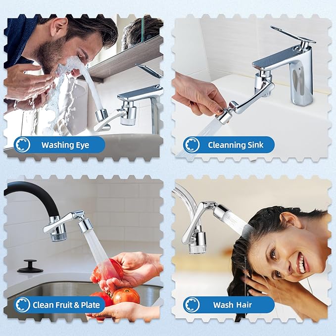 CECEFIN Water-Filter for Sink-Faucet Extender-Aerator - 9pcs Cartridges Reduce Chlorine for Bathroom/Kitchen Skin Face Eye Wash,Brass Faucet Mount Purifier System,1080°Rotating 2-Mode Swivel Aerator