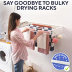 Foldable Wall Mounted Drying Rack 28 inch - Easy to Install Hanging Rack for Laundry Room - Space Saving Design with 55-lb Capacity - Perfect Drying Racks for Clothes Towels & More