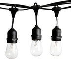 Hometown Evolution, Inc. 24 Foot E26 Outdoor Commercial String Lights with Suspended Socket for Weatherproof Heavy Duty Vintage Outside Lighting - Set of 12 S14 Clear Bulbs