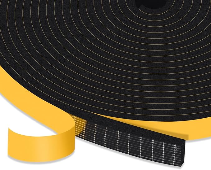 Strong Adhesive Insulation Tape, High Density Foam Weather Stripping Door Seal, Door Seal for Doors and Windows, Soundproof Weatherproof Foam Seal Tape, Noise Reduction(1/2 In x 1/8 In x 98Ft)