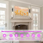 Battery Operated Wall Sconce, Rechargeable Wall Lights with Motion Sensor, Remote Control, Dimmable Metal Magnetic Wall Lamp for Decor, Bedroom, Living Room, Night Light (Black, 1Pcs)