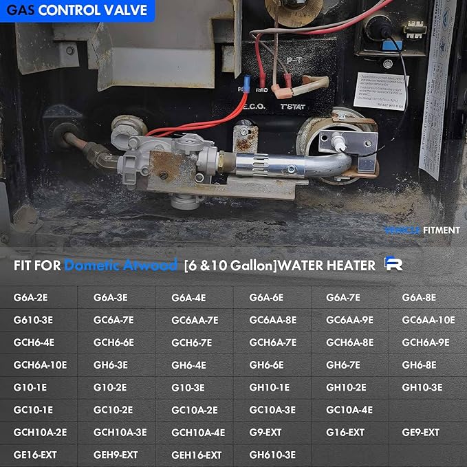 93844 RV Water Heater Gas Control Valve Compatible with Dometic Atwood 6 and 10 Gallon Water Heater GC10A-4E G6A-8E G6A-6E G6A-4E G10-3E GC6AA-10E | Solenoid Gas Valve Replaces# 93870, 93321, 92078