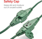Clear Power 16 Gauge 3Prong Cords (3 Outlets, Green, 25 ft)