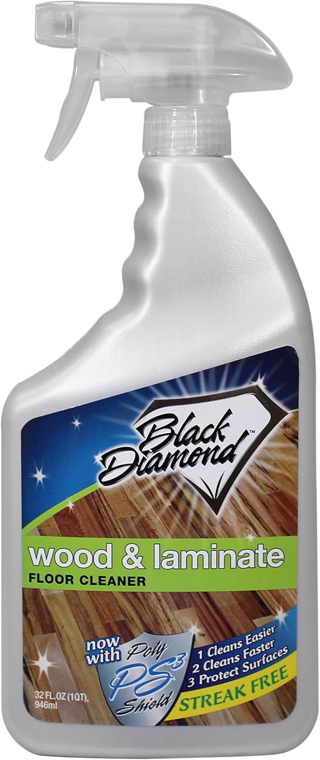 Black Diamond Stoneworks Wood, Laminate, Hardwood & Luxury Vinyl Floor Cleaner Spray – Multi-Purpose Mopping Solution for a Streak-Free Clean (32 Fl Oz)
