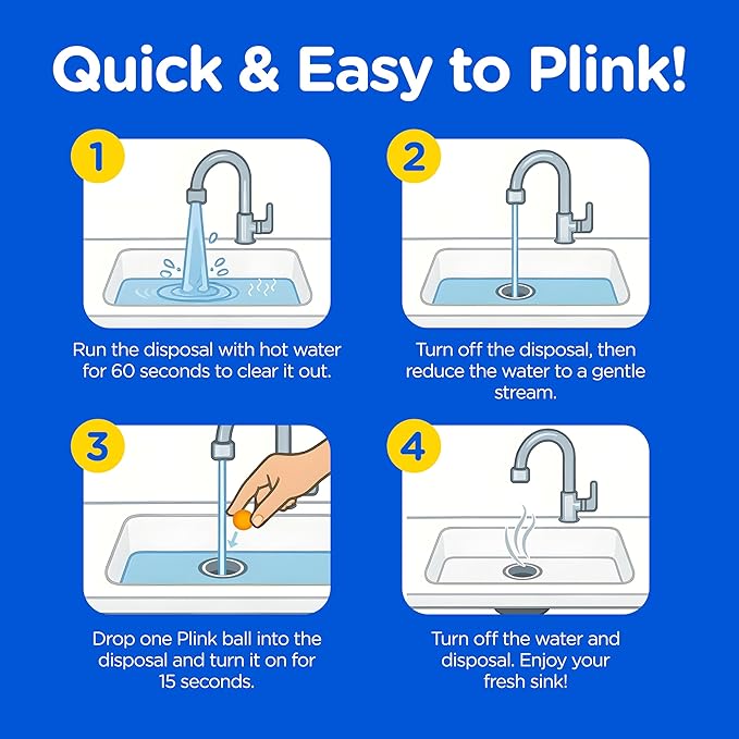 COMPAC HOME Plink Garbage Disposal Cleaner and Deodorizer, Air Fresheners for Garbage Disposal, Orange Scent, Home Cleaning Products for Kitchen Sink and Clogged Drains, Pack of 2 - 40 Count Total