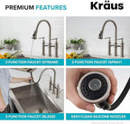 KRAUS Allyn Transitional Bridge Kitchen Faucet with Pull-Down Sprayhead in Matte Black, KPF-3121MB