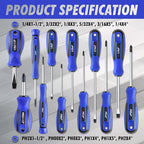 CARTMAN 12 Piece Magnetic Screwdriver Set 6 Phillips and 6 Flat Professional Cushion Grip Hand Tools Set