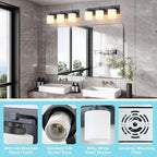 3 Light Modern Bathroom Light Fixtures Over Mirror, Black Vanity Lights for Bathroom Wall Sconces with Milky White Glass Shades, E26 Socket (Bulbs Not Included)