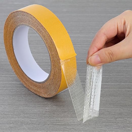 QDiShi Double Sided Heavy Duty Mounting Tape, Universal High Tack Strong Wall Adhesive with Fiberglass Mesh, Multipurpose Tape, High Stickiness Strong Thin Fabric Carpet Tape (1in x 33ft)