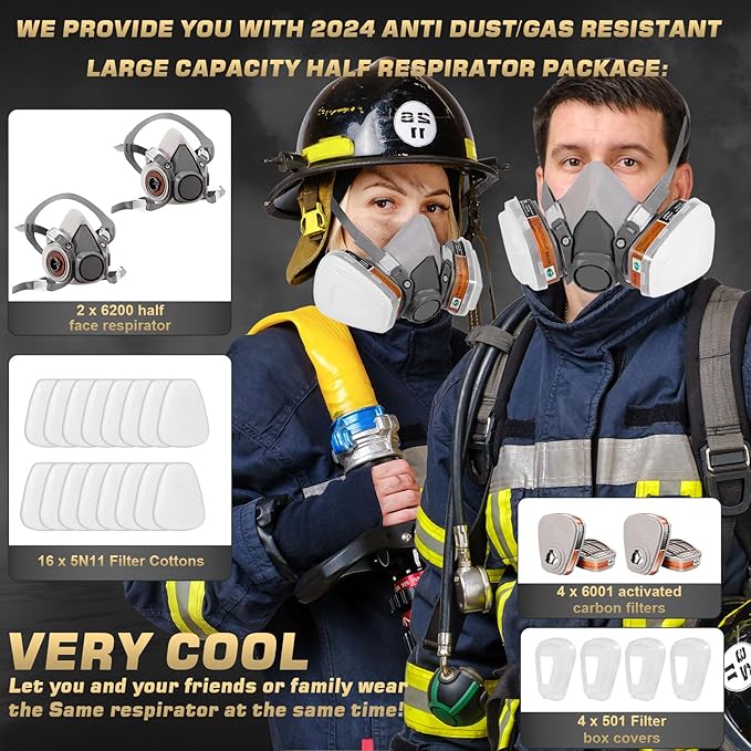 Reusable Half Face and Full Face Gas Mask with Activated Carbon Filter Against Organic Vapor/Dust/Chemical