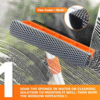 Squeegee for Window | 2-in-1 Window Cleaner Sponge and Soft Rubber Strip with Telescopic Extension Pole 18”-29” | Window Washer for Shower, Car Windshield, Mirror, Glass Cleaning